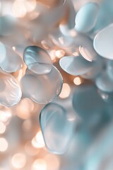 Poster - Soft-focus lights create a dynamic, layered effect with overlapping shapes in hues of teal and gray. The visual depth enhances the composition's abstract nature, evoking tranquility and intrigue