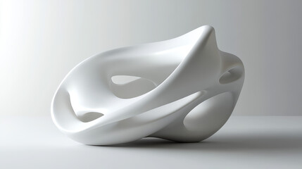 Poster - abstract white geometric organic round shape 3d render illustration