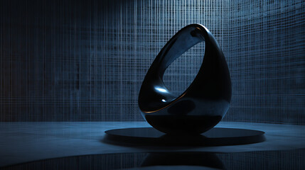 Poster - abstract art sculpture with dark surface futuristic wallpaper background 3d render illustration