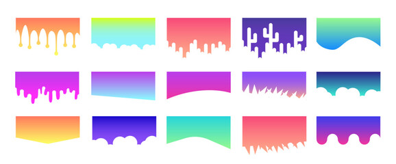 Set of Template Dividers Shapes. Abstract Design Elements for Top and Bottom on Website, App, Banners or Posters. Vector