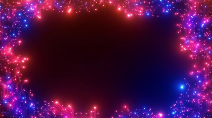 Poster - glowing circuit board frame abstract design