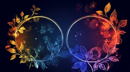Wall Mural - glowing floral design with intertwined circular frames