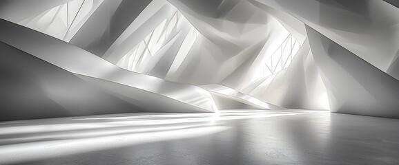 Poster - Abstract white architectural interior with light and shadow.
