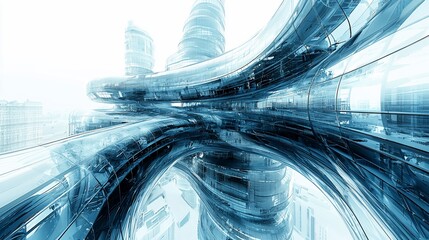 Aufkleber - Futuristic city architectural design rendering.