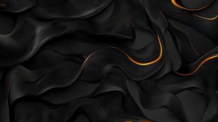 Abstract digital art piece with a black background. it features a series of wavy lines that create a sense of movement and depth.