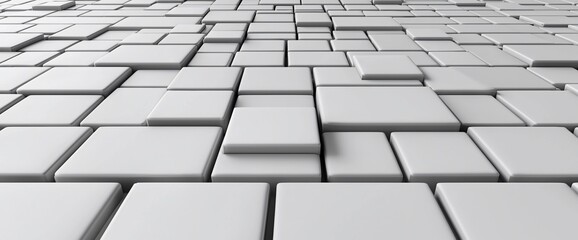 Poster - Abstract 3D rendering of a surface composed of many white squares, creating a textured background.
