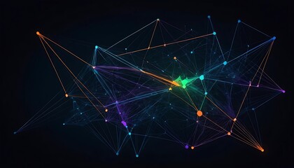 Poster - Neon Network: An Abstract Colorful Plexus Artwork