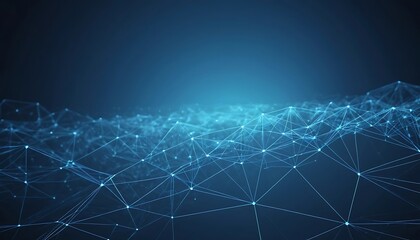 Fototapete - Abstract Blue Network: Glowing Nodes and Linescape