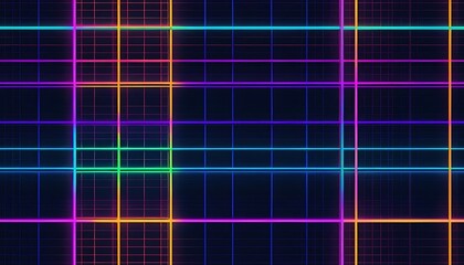 Poster - Neon Grid: Vibrant Intersections of Colorful Lines