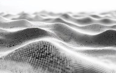 Poster - Abstract grayscale wavy surface with granular texture.