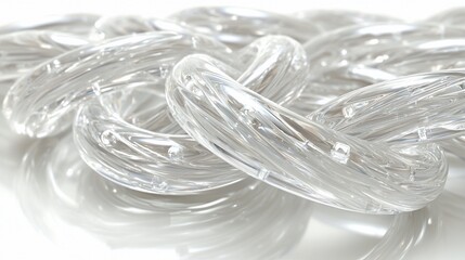 Poster - Abstract intertwined transparent tubes on white background.