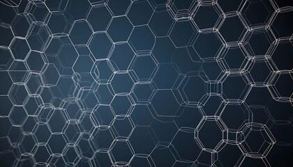 Poster - Abstract Hexagon Network: A Dark Blue, Geometric Artwork