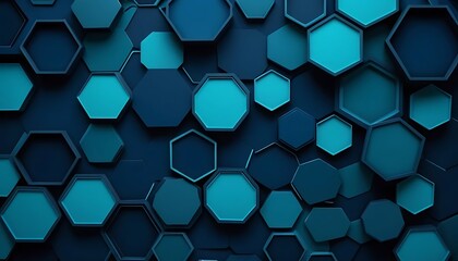 Fototapete - Abstract Hexagon Mosaic: Deep Blue Geometric Pattern