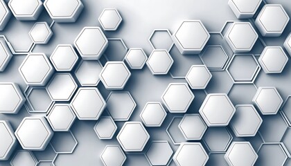Poster - Abstract Hexagon Pattern: Cool, Geometric 3D White Design