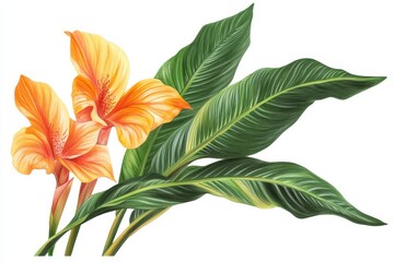 Wall Mural - Canna flower and leafy plant