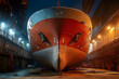 © Jack - A ship standing in a dry dock at night under the light of lanterns.