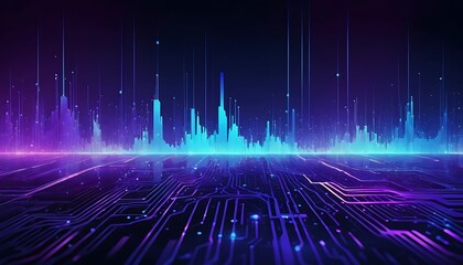 Poster - Neon Cityscape: A Digital Circuit Board Dreamscape