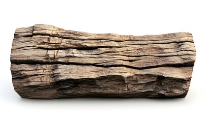 Wall Mural - Weathered wood log isolated on white, rustic texture, natural element, for design