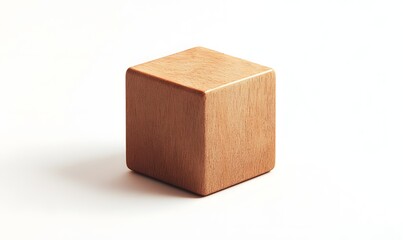 Wall Mural - Wooden cube on white background, simple geometry, product display