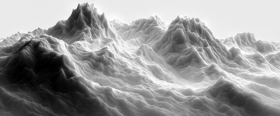 Poster - Monochromatic abstract mountain range landscape.