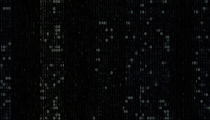 Fototapete - Binary Code Stream: A Dark, Abstract Digital Art