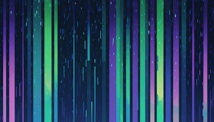 Fototapete - Abstract Glitch Art: Vertical Stripes of Teal, Purple, and Green