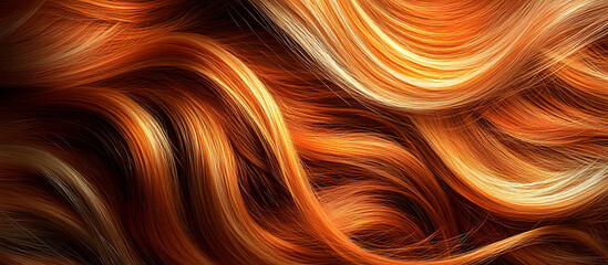 Poster - Vibrant copper and orange balayage hair showcasing artistic expression with highlights and a space for text integration in design projects