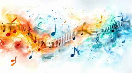 Wall Mural - Abstract music notes art. Watercolor Harmony. Illustration