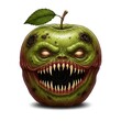 © ehab - A nightmarish depiction of a monstrous apple, its skin a sickly green, its core a gaping maw of teeth, a terrifying image sure to chill the soul.