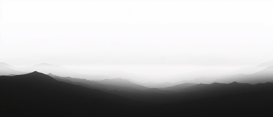 Wall Mural - Monochrome Mountainscape Under a White Sky