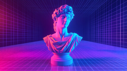 Wall Mural - abstract davids neon bust