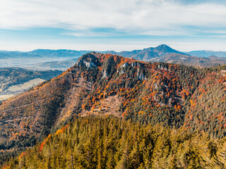 Wall Mural - Liptov region with Pravnac rock with Tatras mountains around. Liptovsky Mikulas landscape, Slovakia.