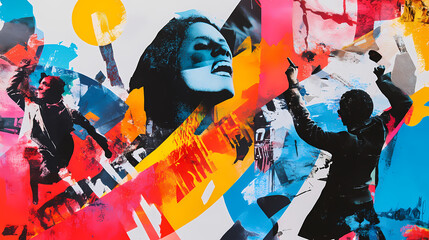 Wall Mural - people collage art
