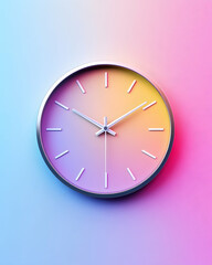 Wall Mural - modern clock design on a colorful gradient background symbolizing time management -