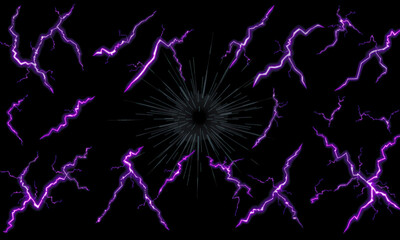 Poster - vibrant purple lightning bolts radiate from central point against dark background, creating dynamic 