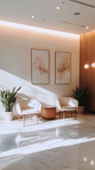 Wall Mural - Modern Minimalist Interior with Natural Light and Green Plants