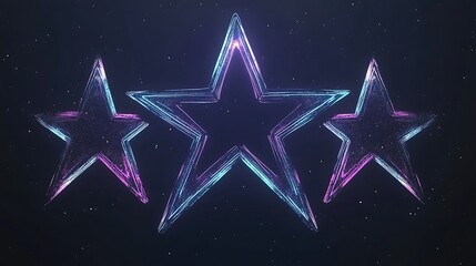 Wall Mural - Three Neon Stars Glowing Brightly In Space