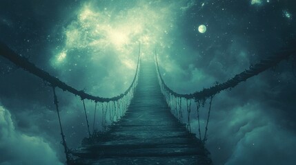 Poster - Enchanted Bridge Leading to Galaxy in Starry Night Sky