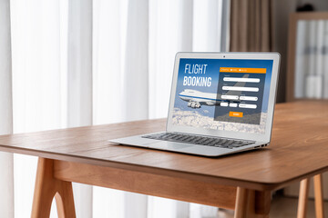 Wall Mural - Online flight booking website provide modish reservation system . Travel technology concept .