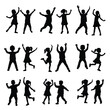 Happy children vector silhouette,Children kids silhouette set, vector silhouette of children,vector silhouette of played children