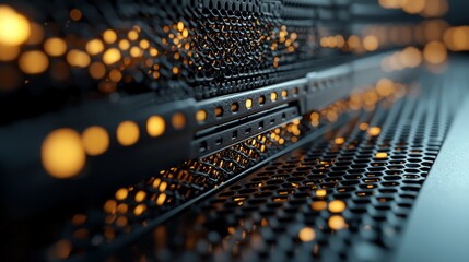 Aufkleber - An empty modern server room contains large servers, wires, and buttons, catering to data storage, cloud storage, and acting as a mining farm