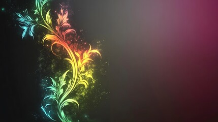 Wall Mural - rainbow floral design glowing with sparkle