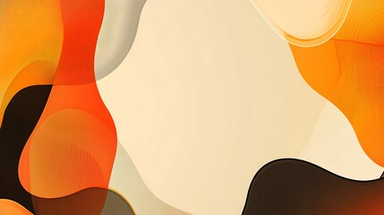 Aufkleber - Abstract Orange Brown Beige Wave Design