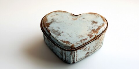 Wall Mural - a heart shaped tin box with a brownish tint. the box is old and worn, but still has a certain charm 