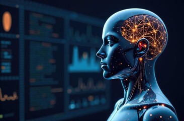 Fototapete - Artificial intelligence, machine and deep learning, modern computer technologies, Internet of Things
