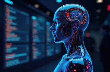 Fototapete - Artificial intelligence, machine and deep learning, modern computer technologies, Internet of Things