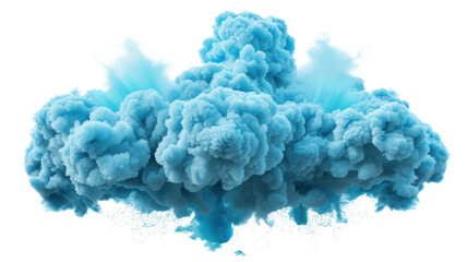 Poster - Light blue smoke cloud exploding on transparent background