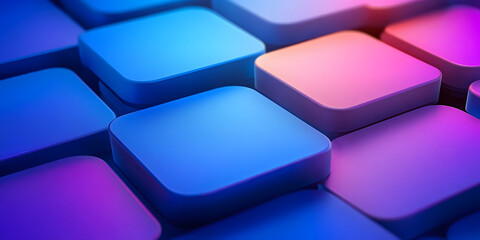 Poster - Rounded corner rectangles creating modern abstract background with blue and purple gradient