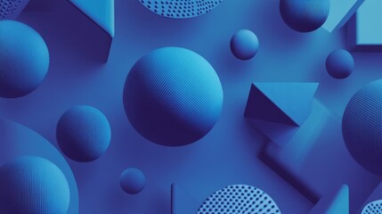 Poster - Abstract Geometric Shapes in Vibrant Blue Hues