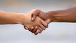 © ChimE - Business partners seal a deal with a firm handshake, showcasing collaboration in a sleek office space.